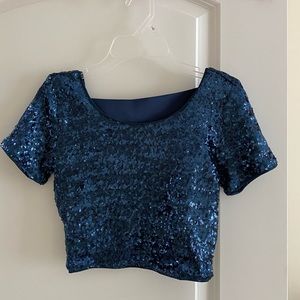 Forever 21 blue sequin crop top